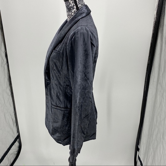 J.O.A. Crushed Velvet Blazer dark charcoal shawl collar shiny soft layering - Picture 11 of 15